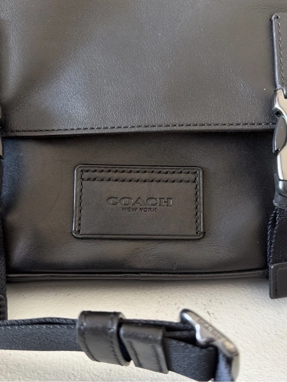 Coach Black Leather Messenger Bag with Silver Hardware - Picture 2 of 7